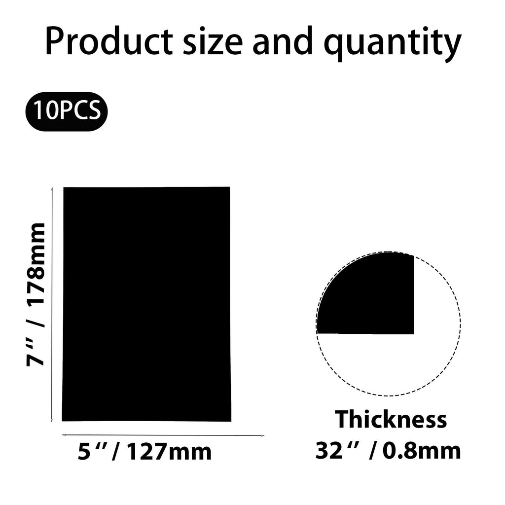 YCLiYiYi 10Pcs Black Anodized Aluminum Sheet 5x7x1/32 Inch, 5052 Metal Blanks with PE Protective Film, High Contrast Precision Plates for Laser Engraver CNC Router DIY Craft Sign Making