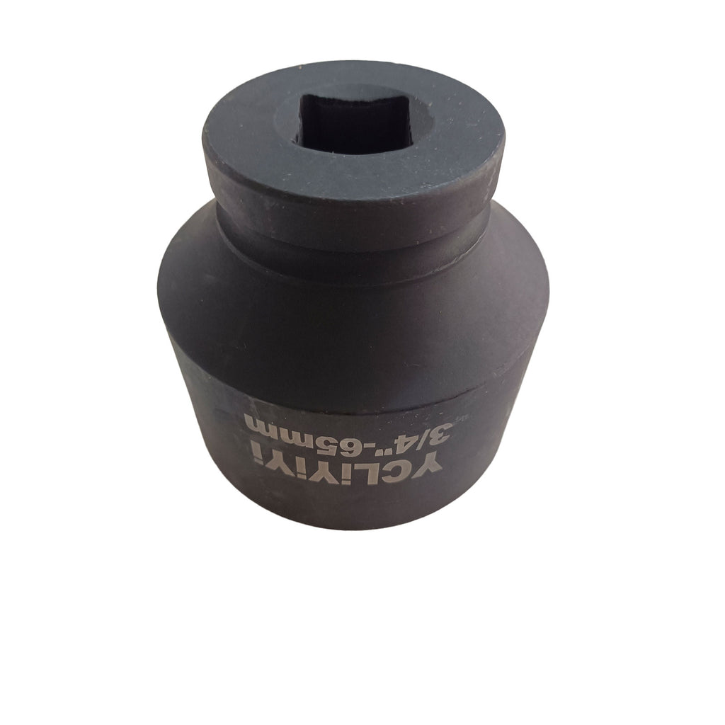 YCLiYiYi 65mm Impact Socket, 3/4" Drive 12 Point Metric Axle Nut Socket, 40CR Alloy Steel with Black Phosphate Coating, Radius Corner Anti-Slip Design for Heavy Duty Auto Truck Repair, 80mm Length