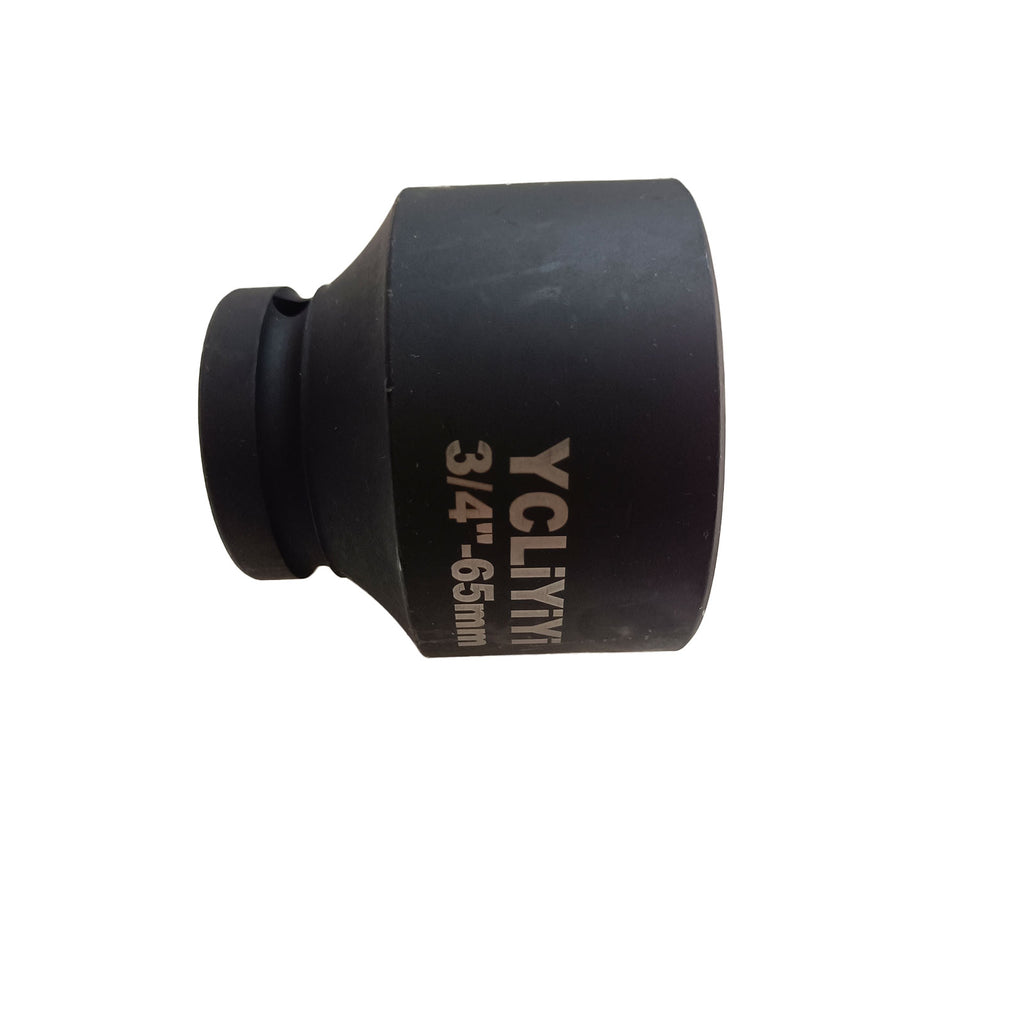 YCLiYiYi 65mm Impact Socket, 3/4" Drive 12 Point Metric Axle Nut Socket, 40CR Alloy Steel with Black Phosphate Coating, Radius Corner Anti-Slip Design for Heavy Duty Auto Truck Repair, 80mm Length