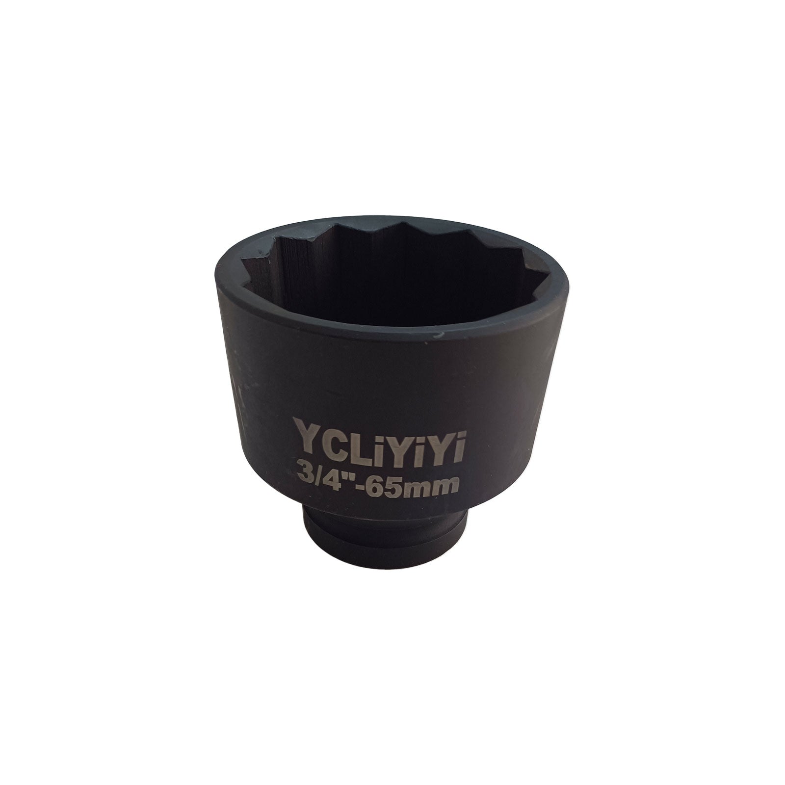 YCLiYiYi 65mm Impact Socket, 3/4" Drive 12 Point Metric Axle Nut Socket, 40CR Alloy Steel with Black Phosphate Coating, Radius Corner Anti-Slip Design for Heavy Duty Auto Truck Repair, 80mm Length